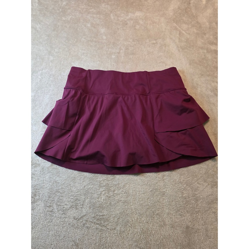 Athleta Skort Women Medium Maroon Ruffle Athletic Tennis Golf Skirt
